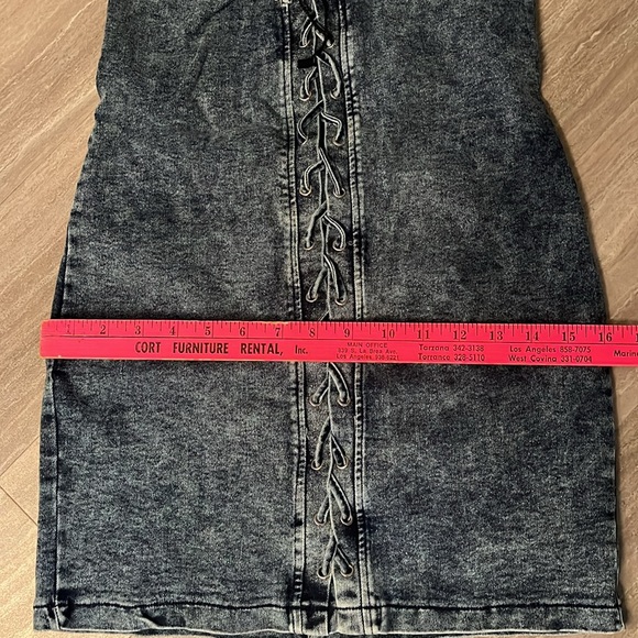 Denim Lace Front Mini Dress - Picture 12 of 12